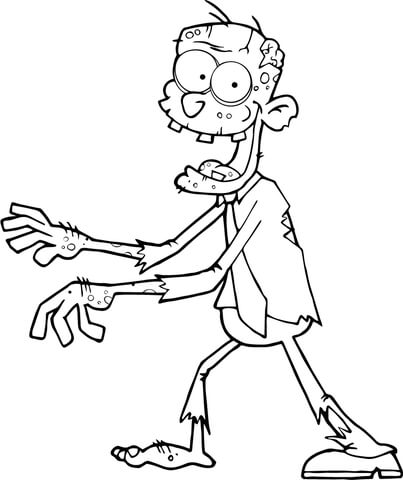 Zombie Walking With Hands In Front Coloring Page